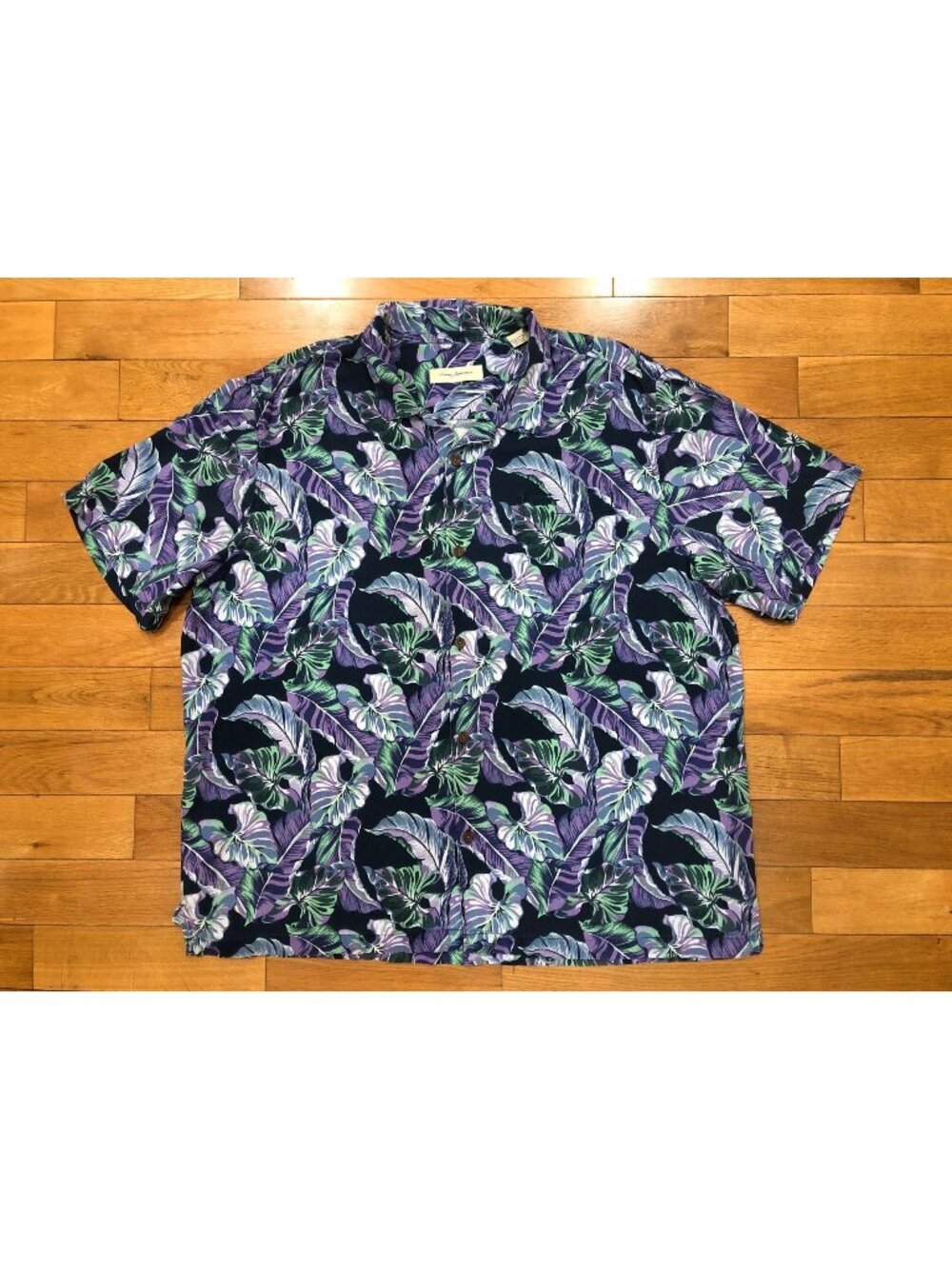 Tommy Bahama Silk Blend Purple Green Tropical Print Shirt Coastal Grandpa XXXL